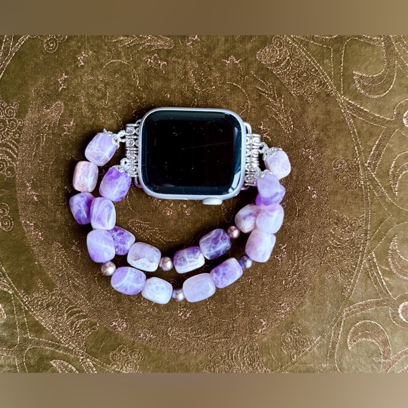 Apple Accessories - Tumbled Amethyst Gem Stone & Honora Pearl_Apple iWatch Band (WATCH NOT INCLUDED)